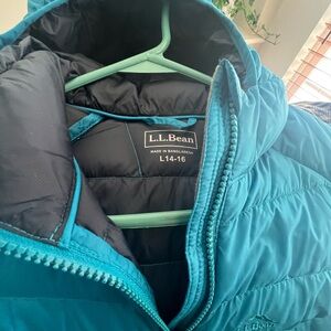 LL Bean Kids Ultralight 650 Down Jacket L 14 16 Periwinkle Blue Long Downtek Puf